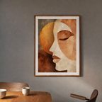 Minimalist Abstract Female Face Wall Art - Earth Tone Boho Digital Print