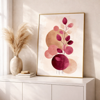 Crimson Leaves | Abstract Botanical Gold & Burgundy Art