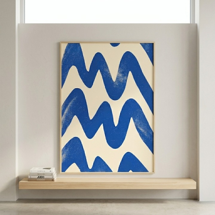 Azure Rhythms | Modern Minimalist Blue Wave Art 🌊💙