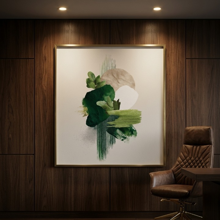 Emerald Botanical Abstract Art - Modern Eucalyptus & Earthy Tones Digital Print