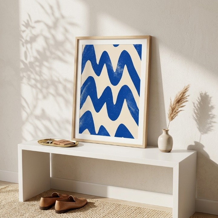 Azure Rhythms | Modern Minimalist Blue Wave Art 🌊💙
