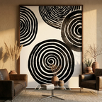 Zen Vortex | Modern Black & White Abstract Line Art Print