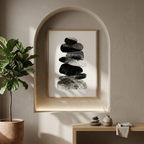 Zen Stone Balance Abstract Art - Textured Cairn Rocks Digital Print
