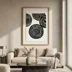 Zen Vortex | Modern Black & White Abstract Line Art Print