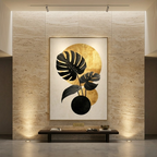 Luxury Monstera Gold Leaf Art - Modern Tropical Botanical Abstract Digital Print