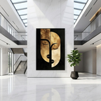 The Golden Duality | Premium Abstract Cubist Portrait - Luxury Digital Art Print