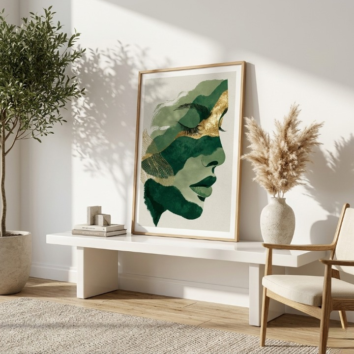 Emerald Dream | Luxury Gold Leaf & Green Abstract Portrait ✨🌿
