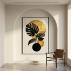 Luxury Monstera Gold Leaf Art - Modern Tropical Botanical Abstract Digital Print