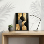 Modern Luxury Gold & Black Arch Abstract - Textured Geometric Digital Art Print