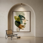 Abstract Botanical Female Portrait - Modern Sage Green & Earthy Tones Digital Wall Art