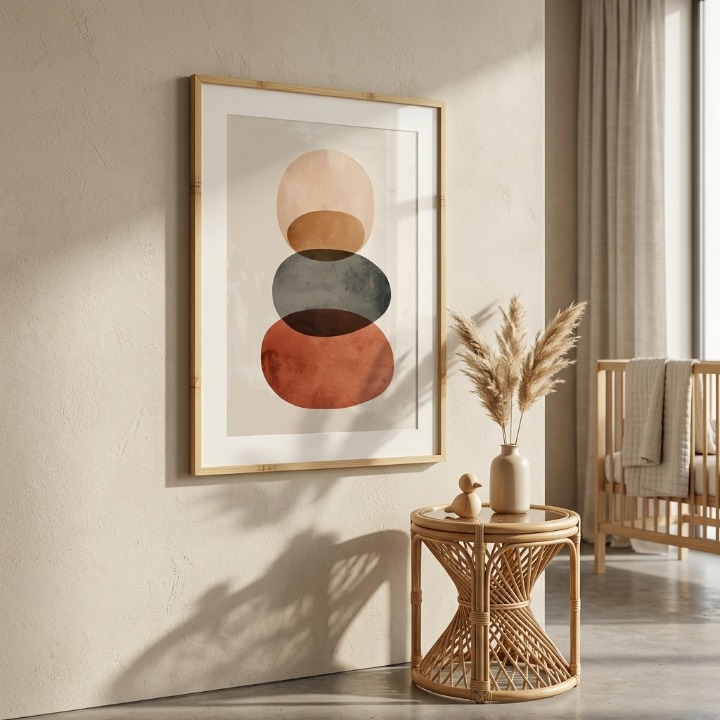 Zen Balance : Minimalist Abstract Stone Wall Art - Earth Tones & Terracotta