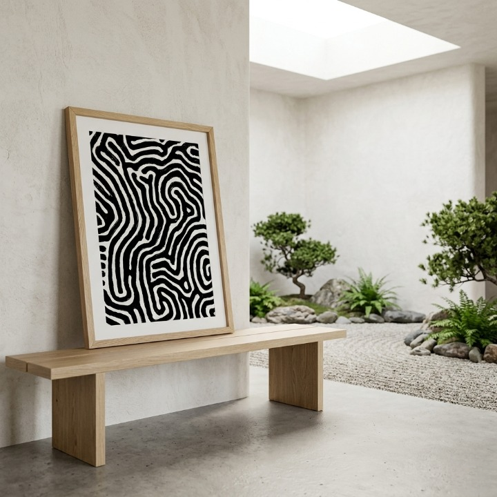 Black and White Zebra Abstract Pattern - Turing Digital Art Print