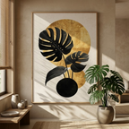 Luxury Monstera Gold Leaf Art - Modern Tropical Botanical Abstract Digital Print