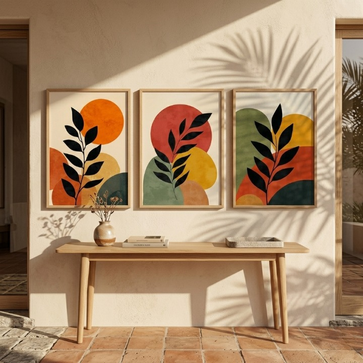 Autumn Silhouette Set | Mid-Century Modern Botanical Set of 3 🍂🌿
