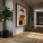 Modern Boho Abstract Shapes Wall Art | Earthy Terracotta Digital Print | Minimalist Zen Stone Art