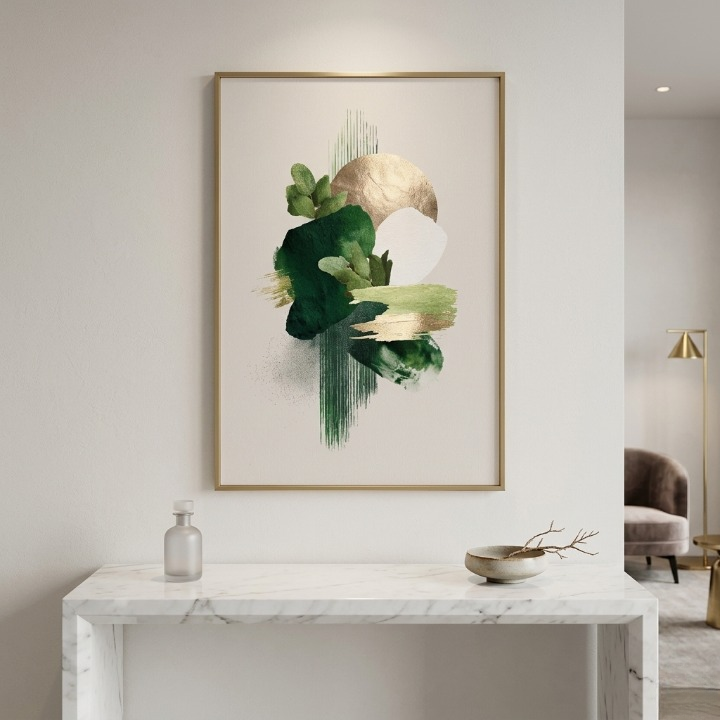Emerald Botanical Abstract Art - Modern Eucalyptus & Earthy Tones Digital Print