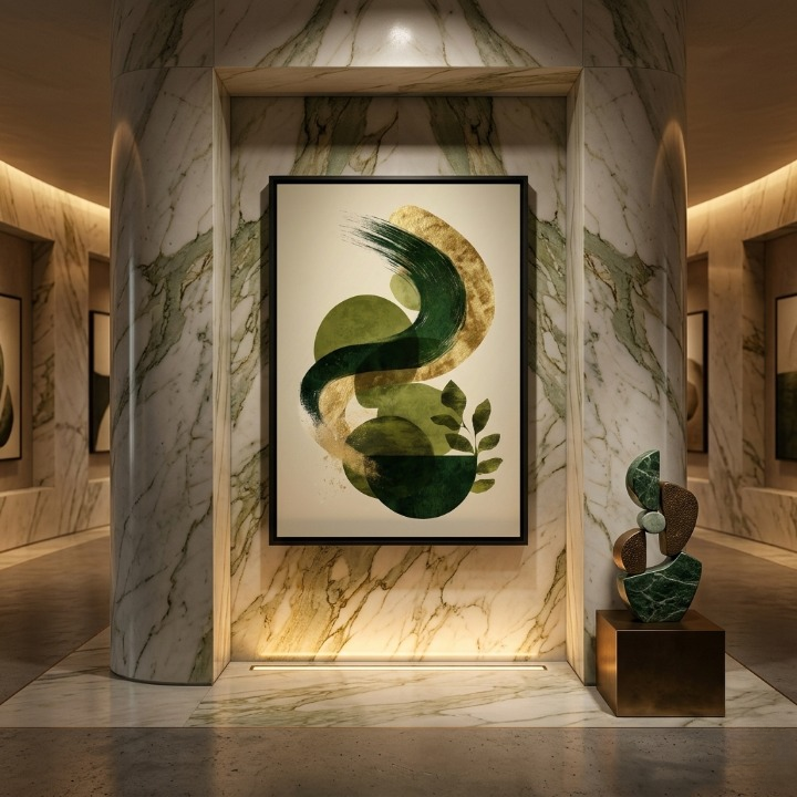 Verdant Path | Luxury Emerald & Gold Botanical Abstract Art ✨🌿
