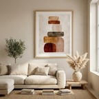 Modern Boho Abstract Shapes Wall Art | Earthy Terracotta Digital Print | Minimalist Zen Stone Art