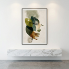 Abstract Botanical Female Portrait - Modern Sage Green & Earthy Tones Digital Wall Art