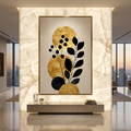 Luxury Golden Sun & Black Botanical - Minimalist Gold Foil Floral Digital Print