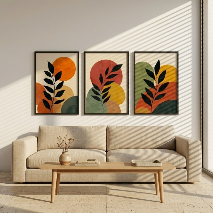 Autumn Silhouette Set | Mid-Century Modern Botanical Set of 3 🍂🌿