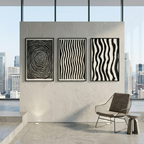 Modern Minimalist Abstract Line Art Collection - Set of 3 Black and White Digital Prints