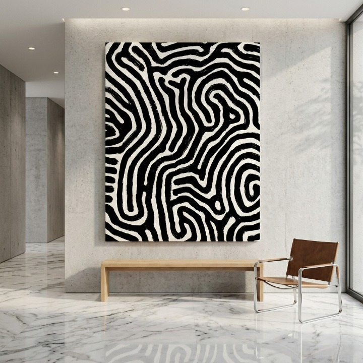 Black and White Zebra Abstract Pattern - Turing Digital Art Print