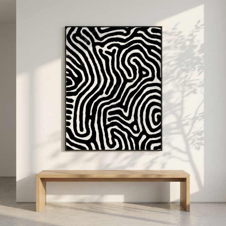Black and White Zebra Abstract Pattern - Turing Digital Art Print