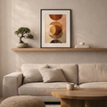 Mid-Century Modern Abstract Wall Art - Earth Tone Geometric Sun & Moon