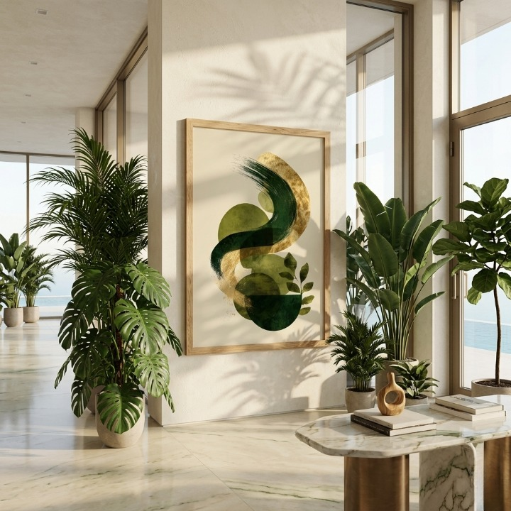 Verdant Path | Luxury Emerald & Gold Botanical Abstract Art ✨🌿