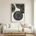 Zen Vortex | Modern Black & White Abstract Line Art Print