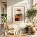 Modern Boho Abstract Shapes Wall Art | Earthy Terracotta Digital Print | Minimalist Zen Stone Art