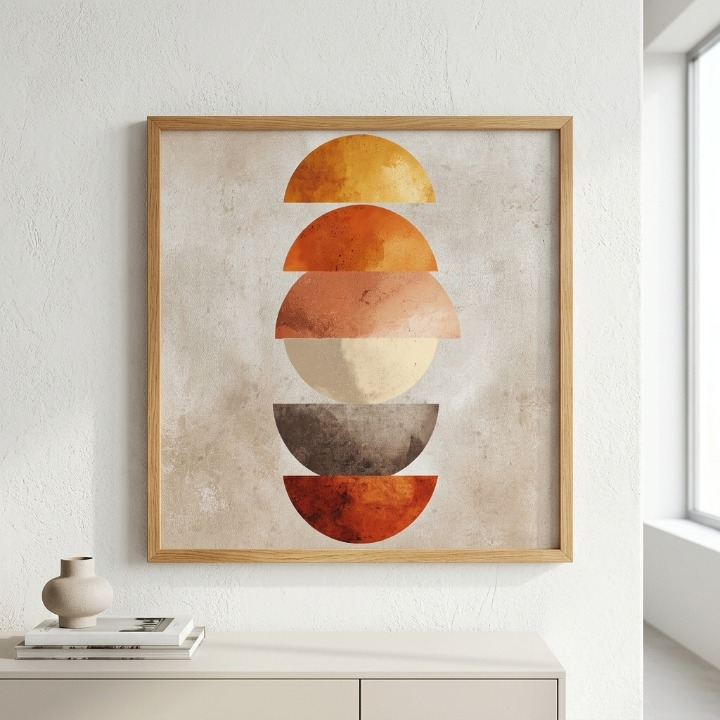 Boho Abstract Geometric Wall Art - Mid Century Modern Earthy Tones Digital Print