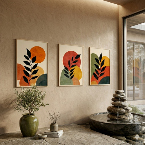 Autumn Silhouette Set | Mid-Century Modern Botanical Set of 3 🍂🌿