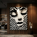 Avant-Garde Minimalist Woman Portrait - Textured Stipple & Line Art Digital Print