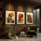 Autumn Silhouette Set | Mid-Century Modern Botanical Set of 3 🍂🌿