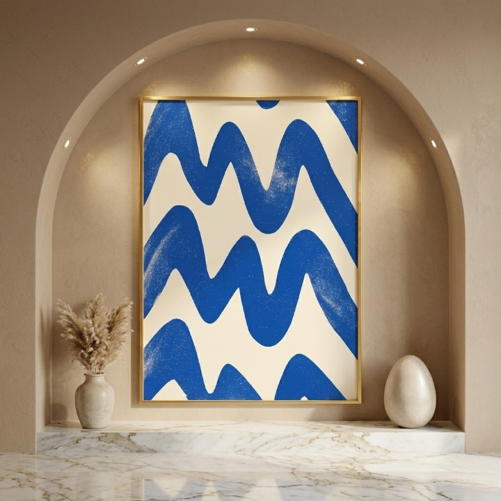 Azure Rhythms | Modern Minimalist Blue Wave Art 🌊💙