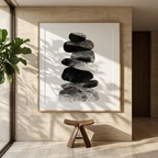 Zen Stone Balance Abstract Art - Textured Cairn Rocks Digital Print