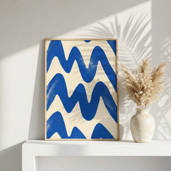 Azure Rhythms | Modern Minimalist Blue Wave Art 🌊💙
