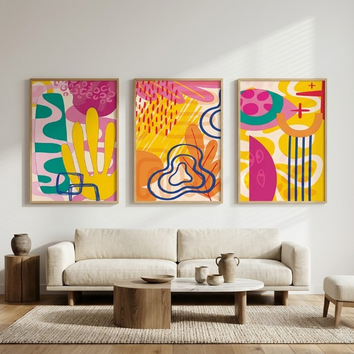 The Chroma Collection | Set of 3 Vibrant Maximalist Wall Art 🌈✨