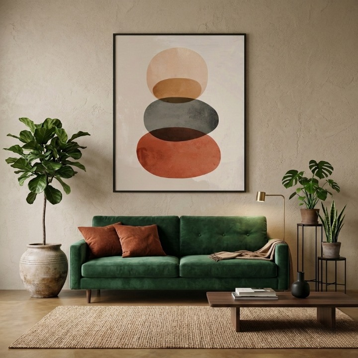 Zen Balance : Minimalist Abstract Stone Wall Art - Earth Tones & Terracotta