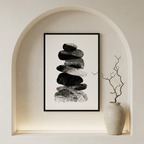 Zen Stone Balance Abstract Art - Textured Cairn Rocks Digital Print