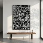 Modern Tribal Graffiti Maze - Black and White Abstract Digital Print
