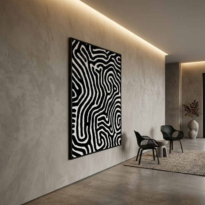 Black and White Zebra Abstract Pattern - Turing Digital Art Print