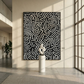 Modern Tribal Graffiti Maze - Black and White Abstract Digital Print