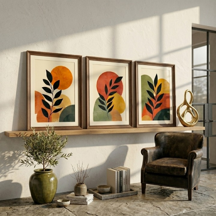 Autumn Silhouette Set | Mid-Century Modern Botanical Set of 3 🍂🌿