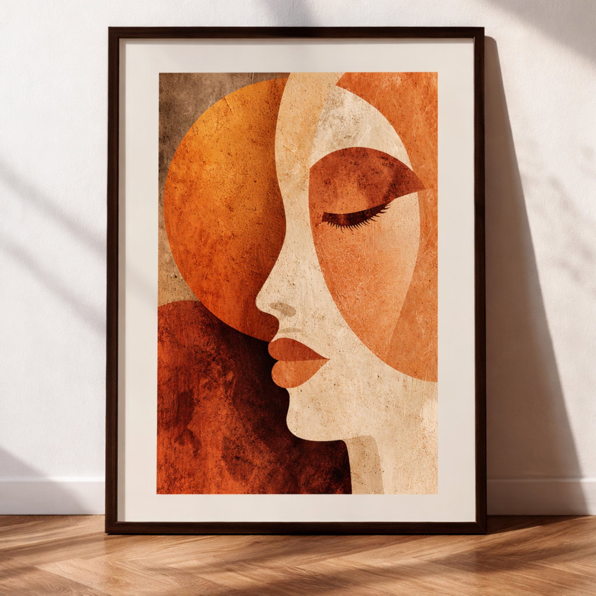 Set of 2 Minimalist Abstract Face Prints - Earth Tone Boho Wall Art Bundle